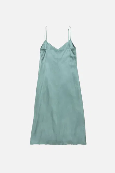 Acne Studios Satin Midi Dress With Lace Inserts In Blue