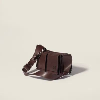 Miu Miu Suede Utilitaire Crossbody Bag Adjustable Strap In Brown