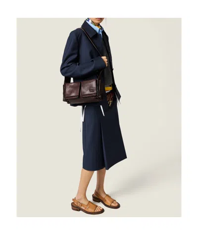 Miu Miu Suede Utilitaire Crossbody Bag Adjustable Strap In Brown