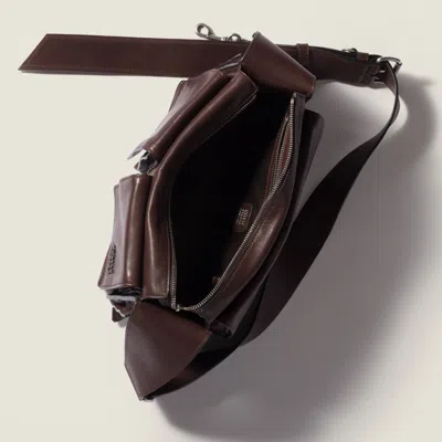 Miu Miu Suede Utilitaire Crossbody Bag Adjustable Strap In Brown