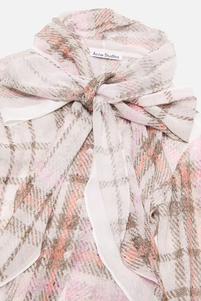 Acne Studios Checked Silk Blouse In Multi