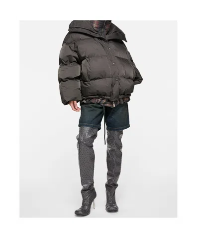 Acne Studios Zip Plaid Jacket In Gray