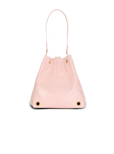 Balmain Chain Drawstring Leather Backpack In Pink
