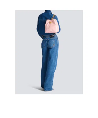 Balmain Chain Drawstring Leather Backpack In Pink