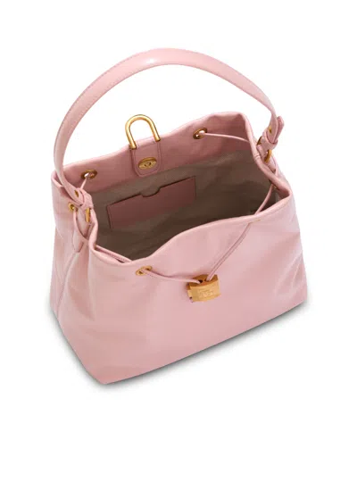 Balmain Chain Drawstring Leather Backpack In Pink