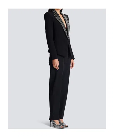 Balmain Embroidered Lapels Single-breasted Jacket In Black