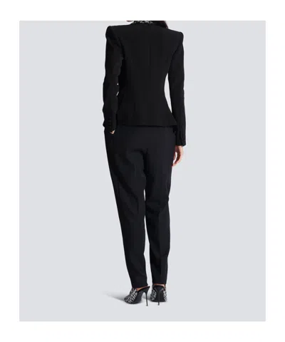 Balmain Embroidered Lapels Single-breasted Jacket In Black