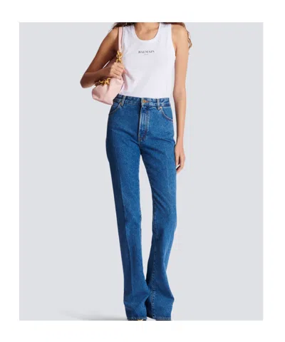 Balmain Logo Graphic Tank Top In White