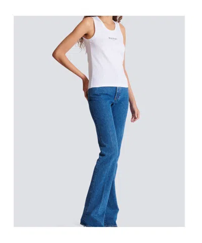 Balmain Logo Graphic Tank Top In White