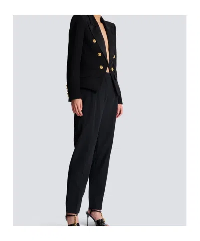 Balmain 6-button Jacket In Jacquard In Blue