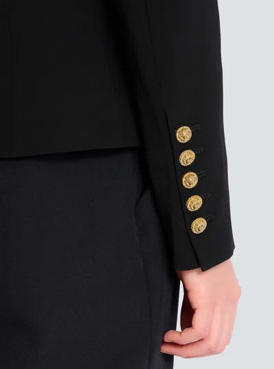 Balmain 6-button Jacket In Jacquard In Blue