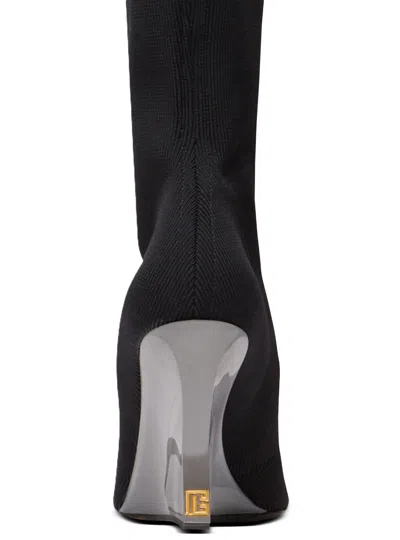 Balmain Knitted Wedge Over-the-knee Boots In Black