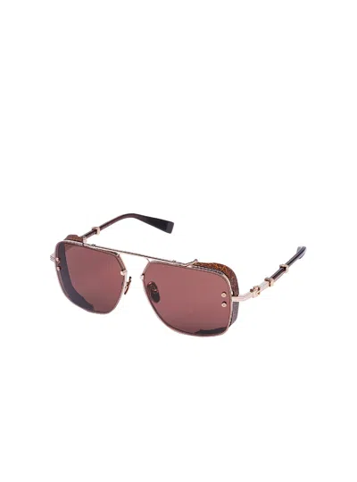 Balmain Legend Pilot-frame Sunglasses In Burgundy