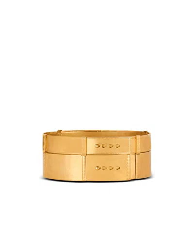 Balmain Brass Belt With Jeans Effect In Pattern