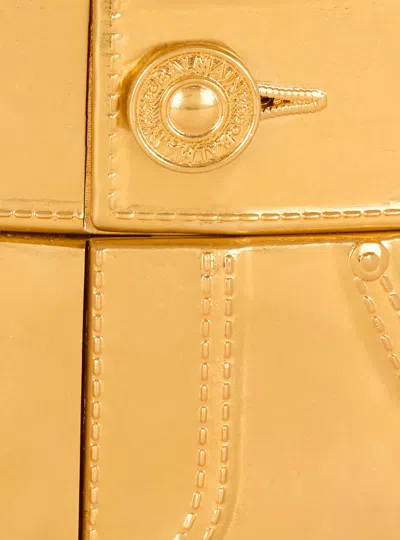 Balmain Brass Belt With Jeans Effect In Pattern