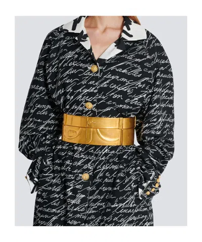 Balmain Brass Belt With Jeans Effect In Pattern