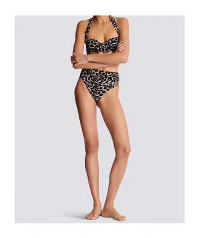 Balmain Two-piece Leopard Pattern Swimsuit In Multi