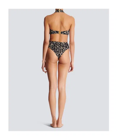 Balmain Two-piece Leopard Pattern Swimsuit In Multi