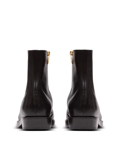 Balmain Square-toe Boots In Textured Leather In Multi