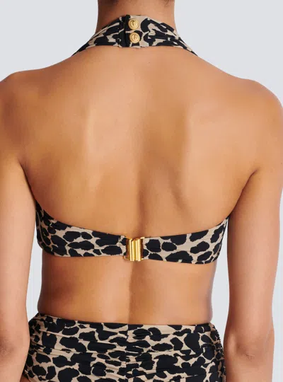 Balmain Two-piece Leopard Pattern Swimsuit In Multi