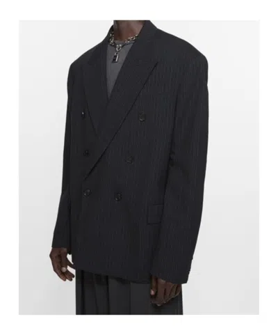 Acne Studios Pinstripe Double-breasted Jacket In Black