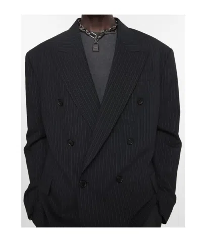 Acne Studios Pinstripe Double-breasted Jacket In Black