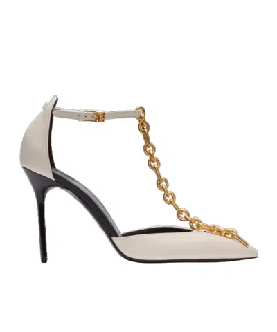 Balmain Sync Leather Stilettos With Pointed Toe In Gray