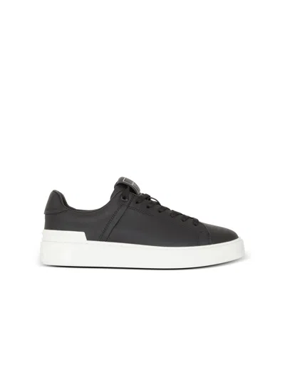 Balmain B Court Black Low Top Sneakers Withtono Logo At The Back In Smooth Leather Man In Black