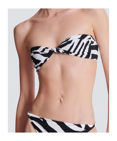 Balmain Zebra Two-piece Swimsuit In Black