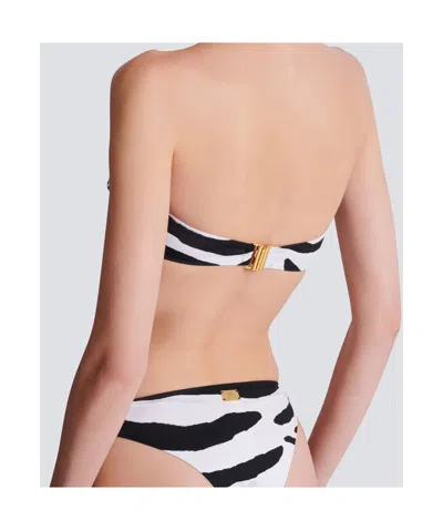 Balmain Zebra Two-piece Swimsuit In Black