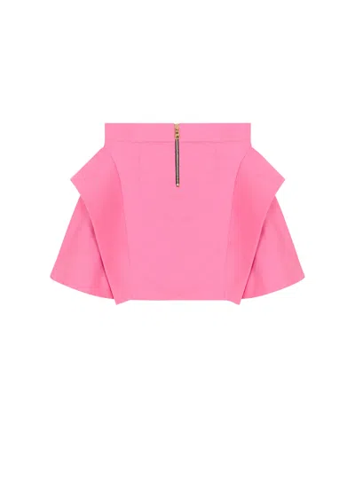 Balmain Plain Flared Skirt In Pink