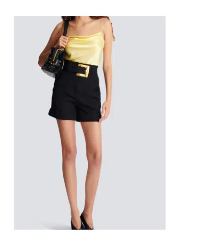 Balmain Silk Satin Top With Thin Straps In Yellow