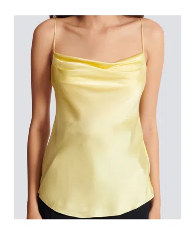 Balmain Silk Satin Top With Thin Straps In Yellow