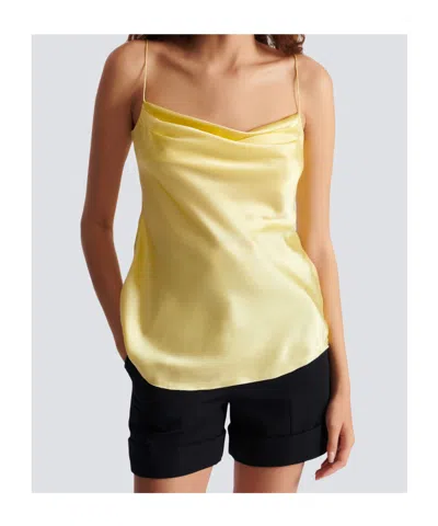 Balmain Silk Satin Top With Thin Straps In Yellow