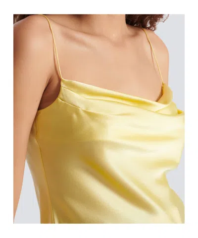 Balmain Silk Satin Top With Thin Straps In Yellow