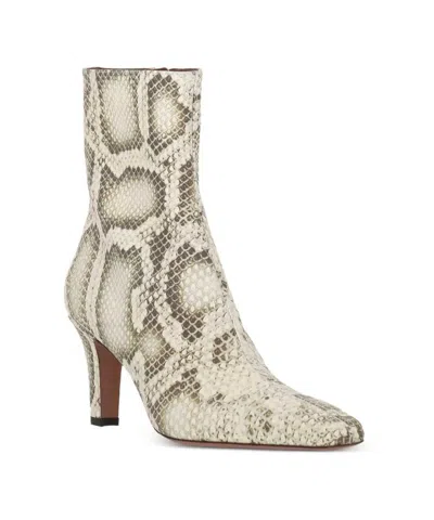Paris Texas Ankle Boots In Natural Printed Python Leather In Gray