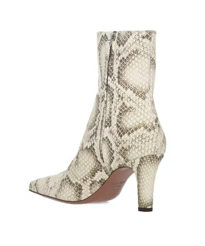 Paris Texas Ankle Boots In Natural Printed Python Leather In Gray