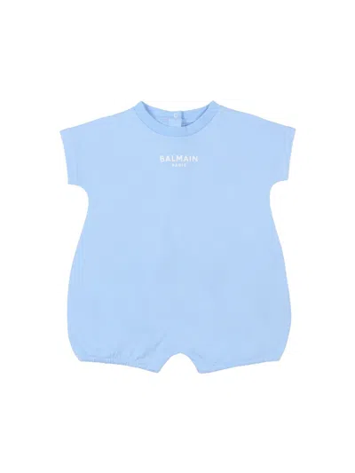 Balmain Logo-detail Romper Set In Blue