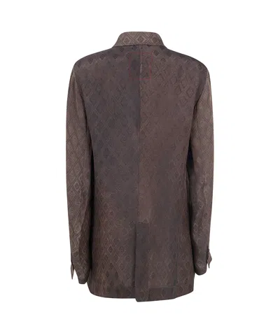 Uma Wang Printed Wrap Jacket In Brown