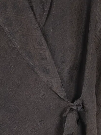 Uma Wang Printed Wrap Jacket In Brown
