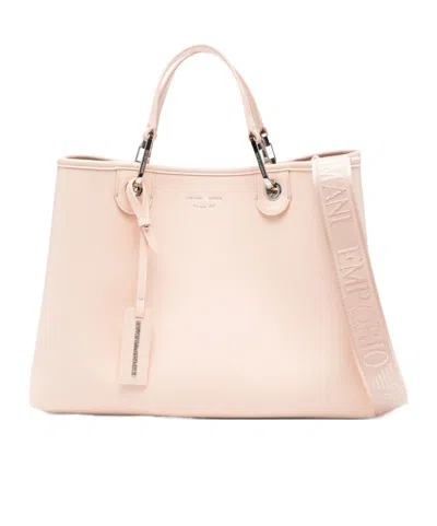 Emporio Armani Medium Myea Shopper Bag With Deer Print In Pink