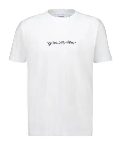 Off-white Script Arrow Cotton T-shirt In White