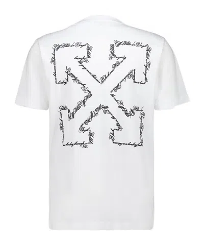 Off-white Script Arrow Cotton T-shirt In White