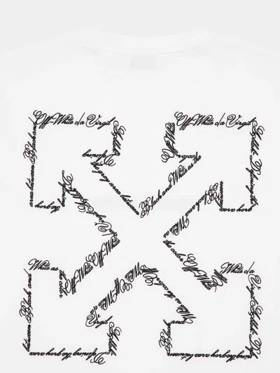 Off-white Script Arrow Cotton T-shirt In White