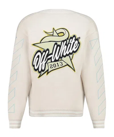 Off-white Star Logo Diagonal Varsity Knit Cardigan In Gray