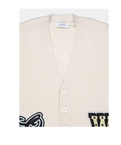 Off-white Star Logo Diagonal Varsity Knit Cardigan In Gray