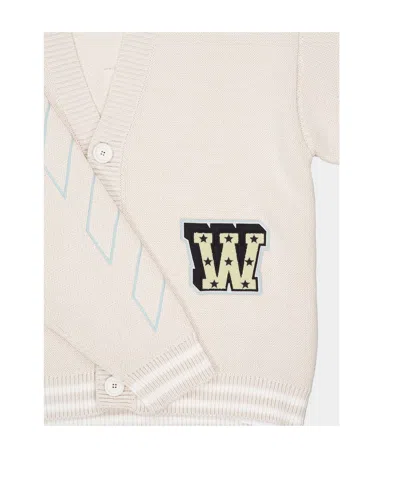 Off-white Star Logo Diagonal Varsity Knit Cardigan In Gray