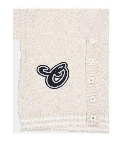 Off-white Star Logo Diagonal Varsity Knit Cardigan In Gray