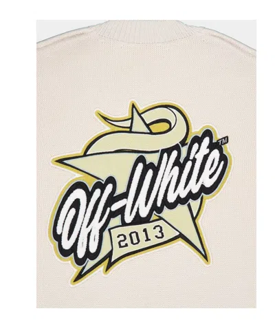Off-white Star Logo Diagonal Varsity Knit Cardigan In Gray