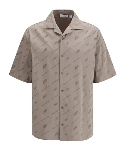 Off-white Monogram-print Short-sleeved Shirt In Brown